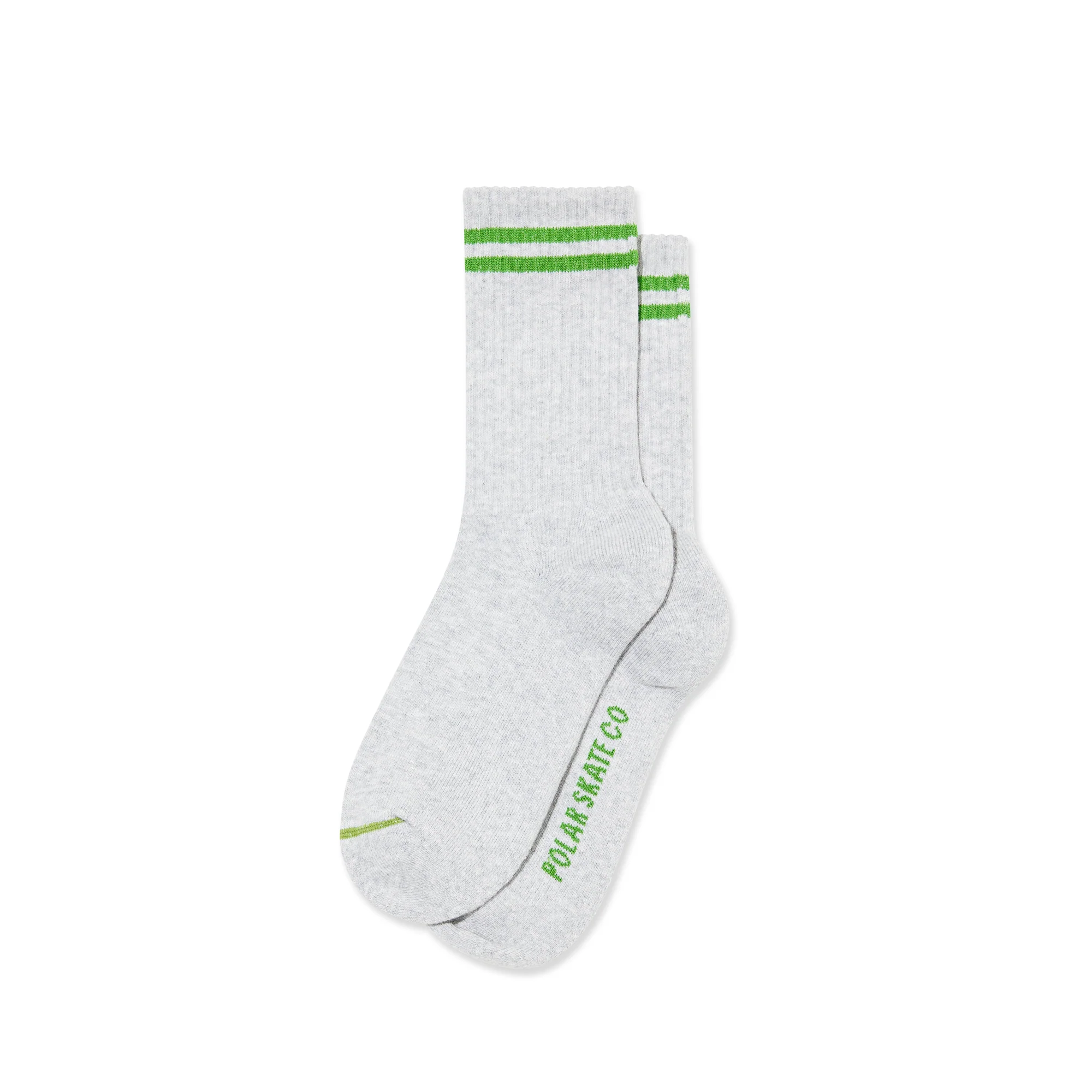Rib Socks | 2 Stripes - Heather Grey / Green