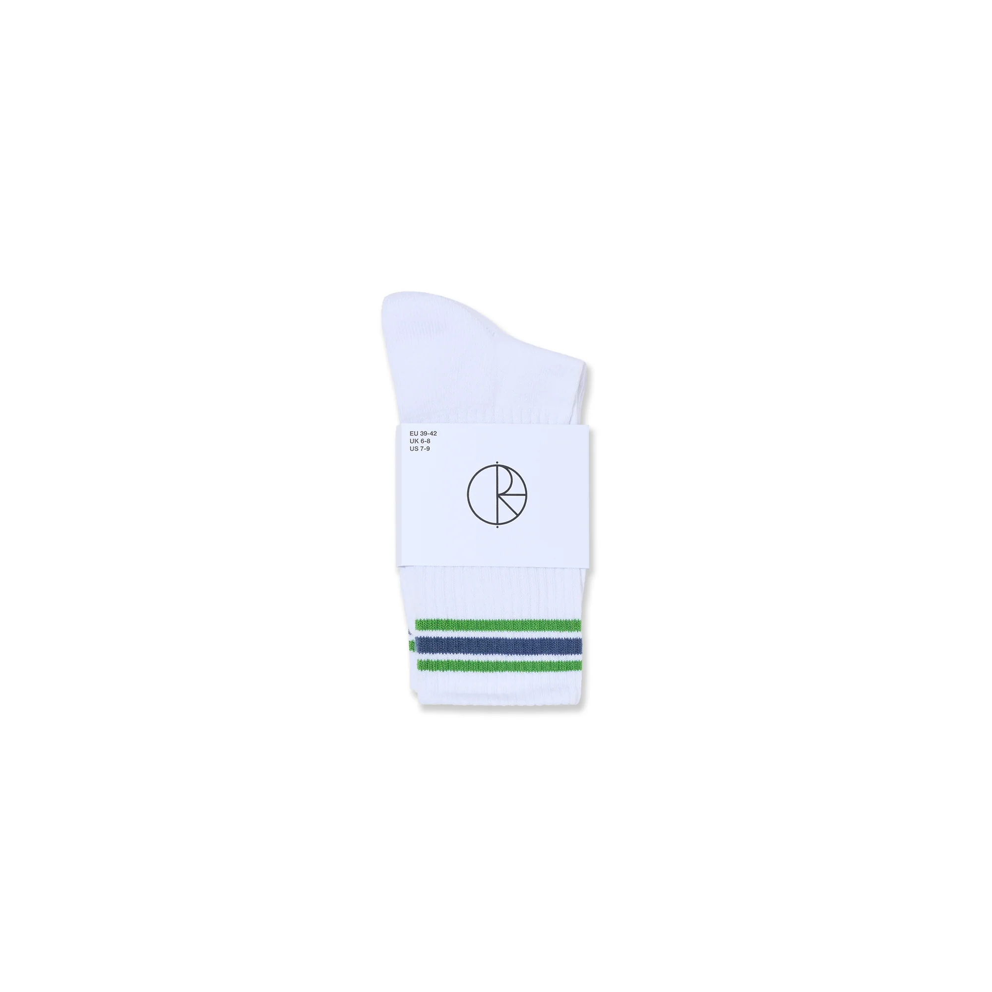 Rib Socks | Stripes - White/Green/Blue - Image 2